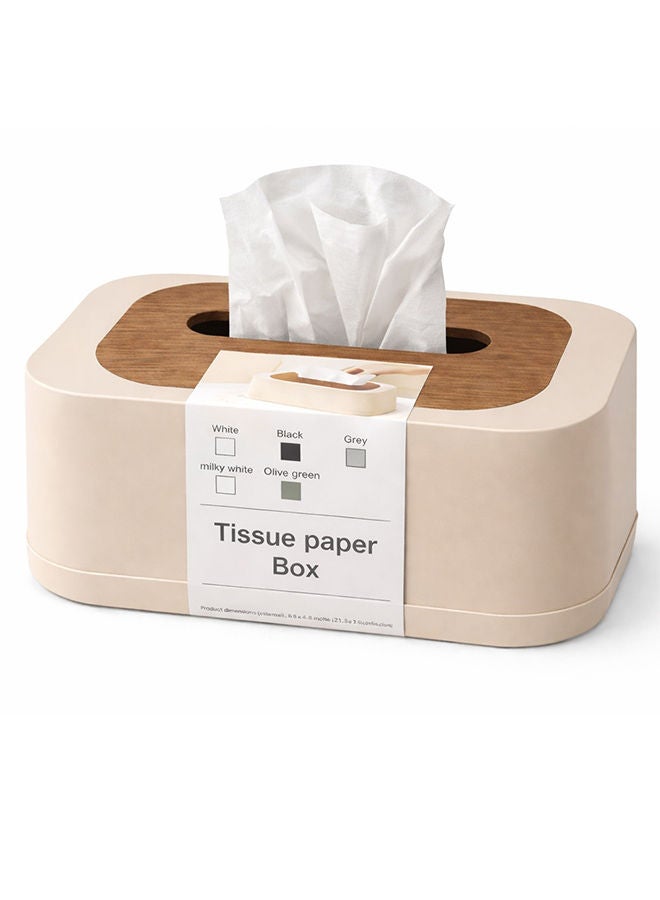 Beige Modern Tissue Box Cover with Lid – Decorative Rectangular Tissue Holder for Bathroom, Living Room, Bedroom & Office Beige